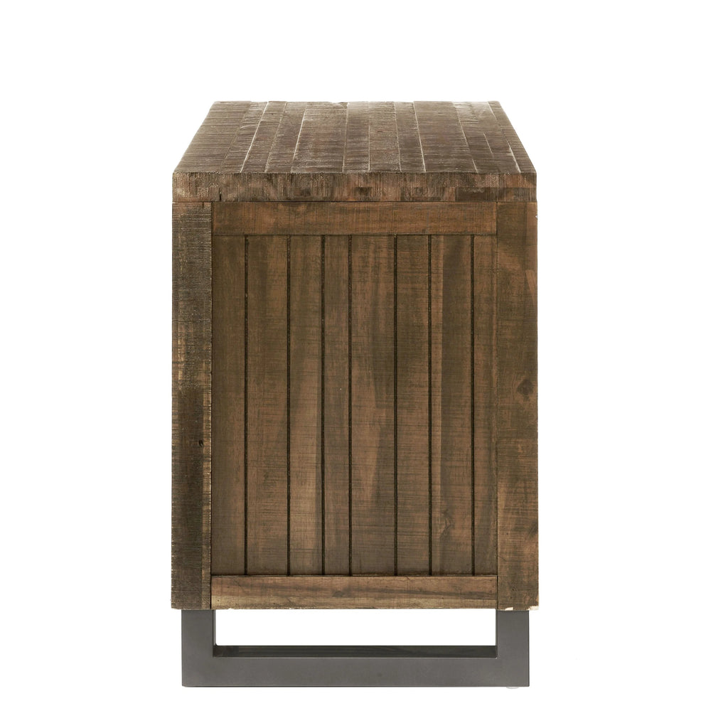 Reclaimed Oak Wood Nightstand with Metal Legs S875160