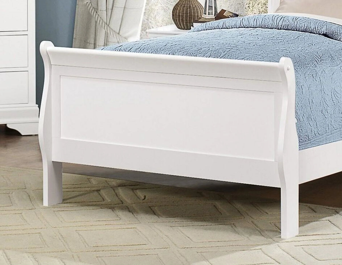 White 1pc Twin Size Sleigh Bed I49141