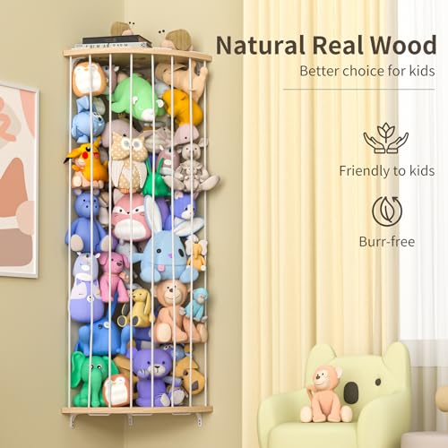 Wood Corner Stuffed Animal Storage Organizer with Star Pattern U310