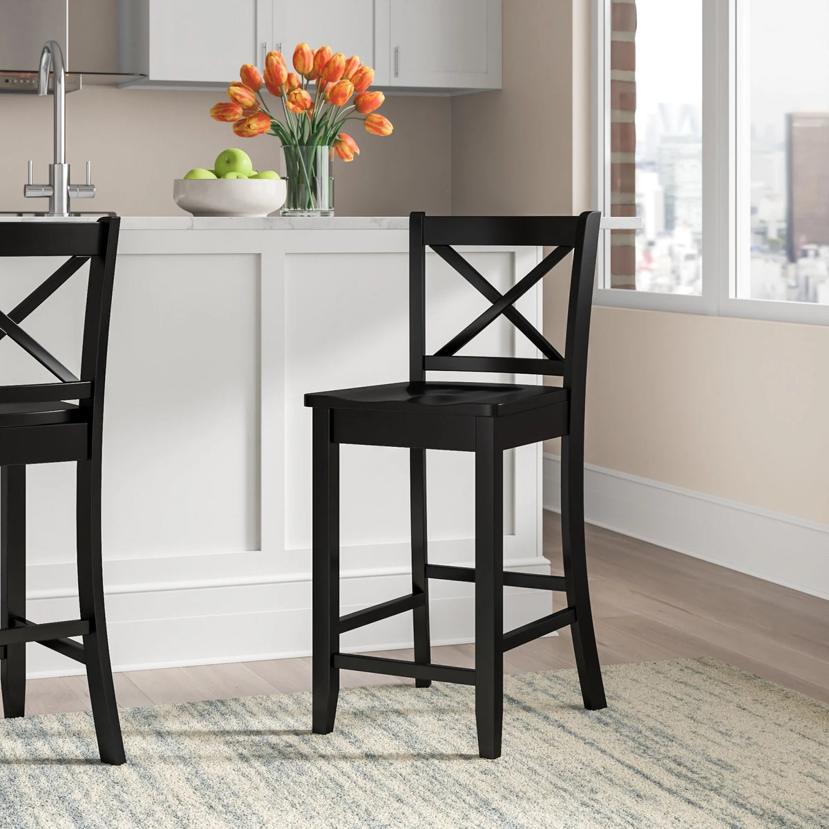 Black Wood 24-Inch Counter Stool M474