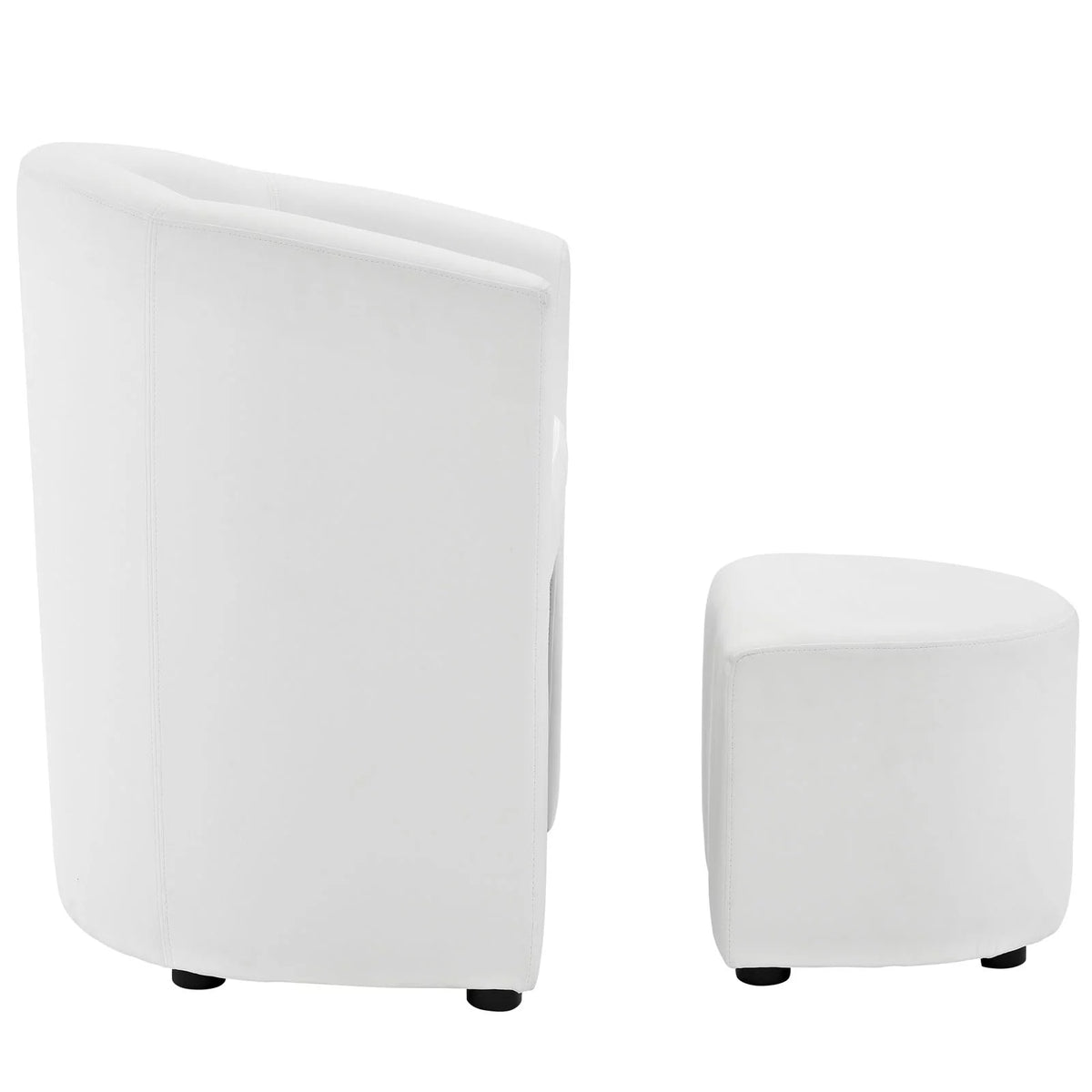 White Faux Leather Armchair and Ottoman Y990996