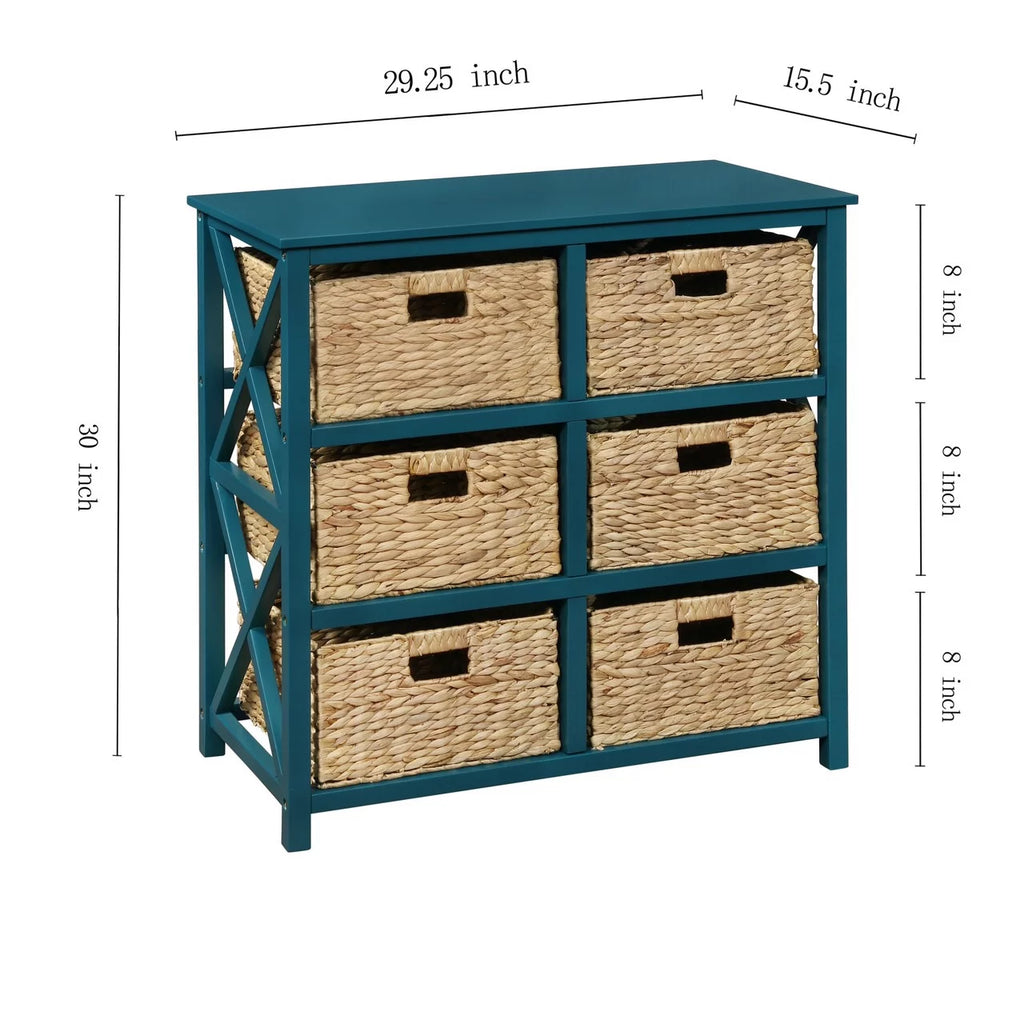 3 Tier Storage Cabinet with 6 Wicker Baskets R562