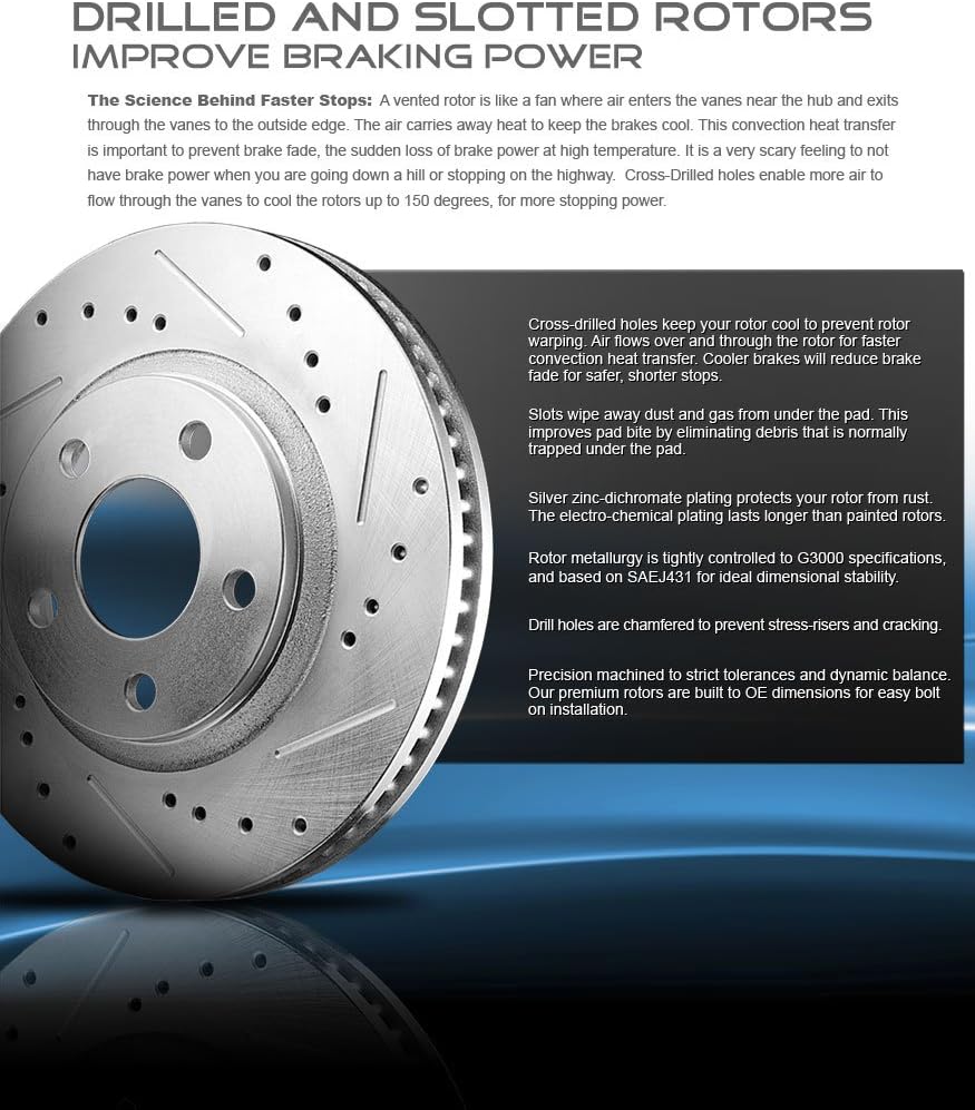 296mm Front + 291.3mm Rear 5 Lug Rotors + Ceramic Brake Pads + Clips B6057