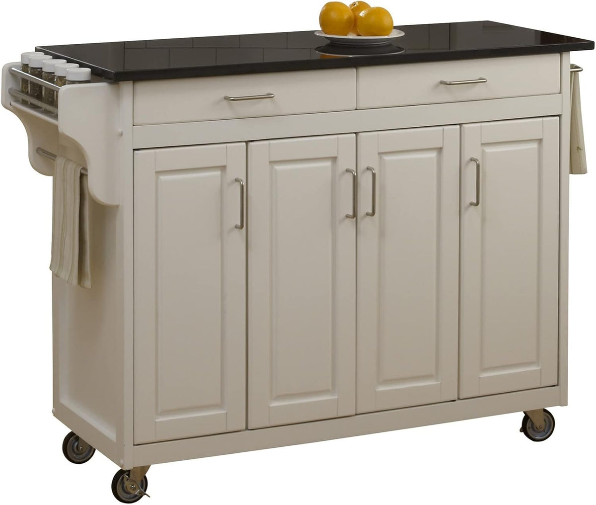 Natural Finish 4 Door Kitchen Cart with Cherry Top R64808