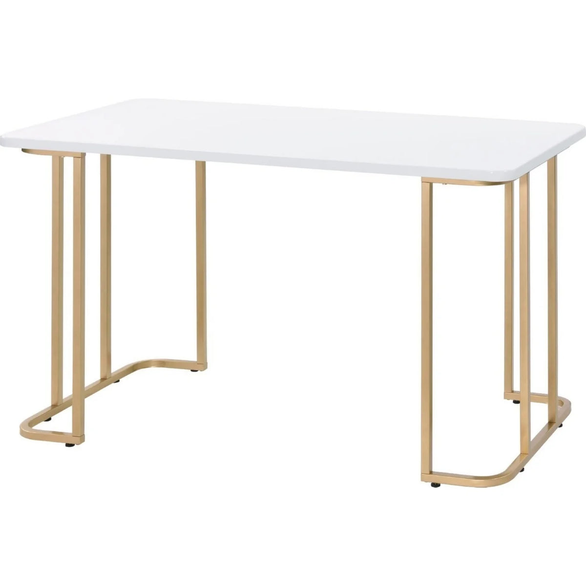White Writing Desk with Metal Sled Base P20803