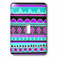 Neon Blue Hot Pink Purple Black Aztec Zigzag Patterned Single Toggle Switch F6575