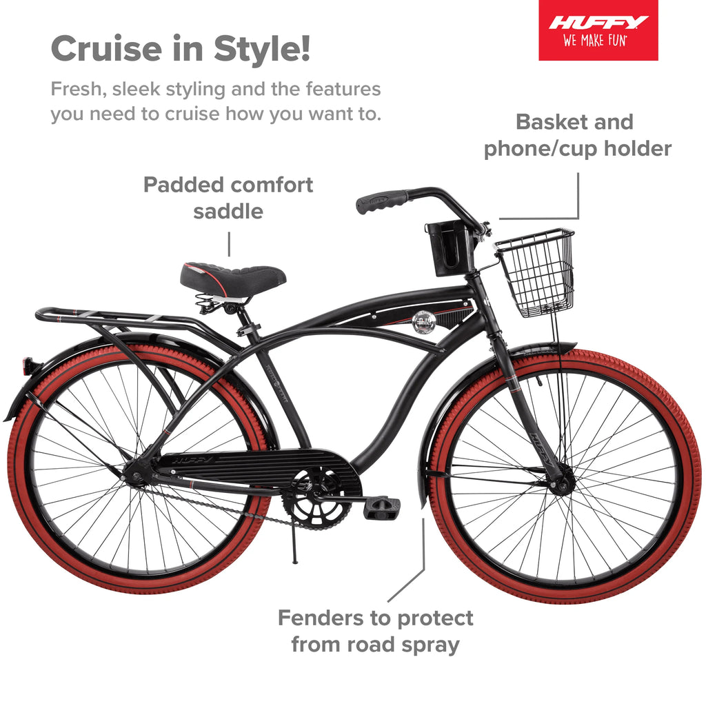 26” Matte Black Cruiser Bike Y77824