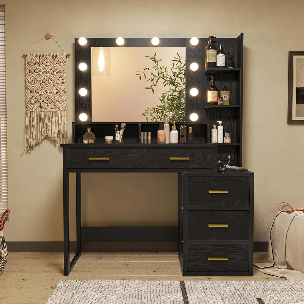 Black Makeup Vanity with Mirror D4181