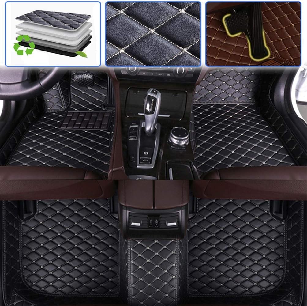 Custom Car Floor Mats Leather Waterproof Anti-Skid Full Coverage Set Black H1827
