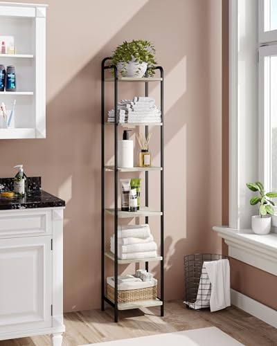 6-Tier Black Narrow Bookcase Bookshelf Y370721
