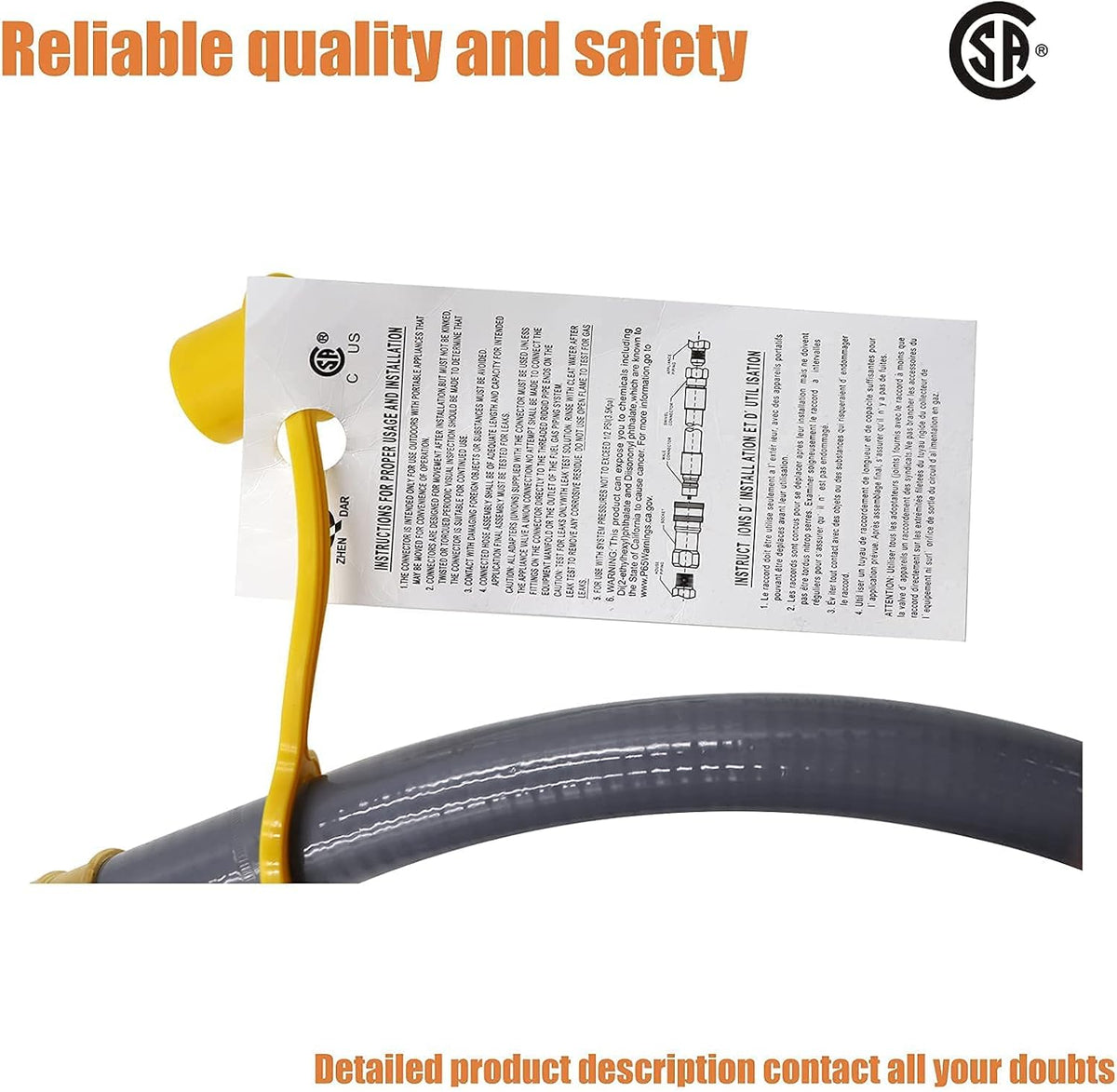 15FT 3/4 Inch ID Natural Gas Hose with Quick Connect Fittings K874498