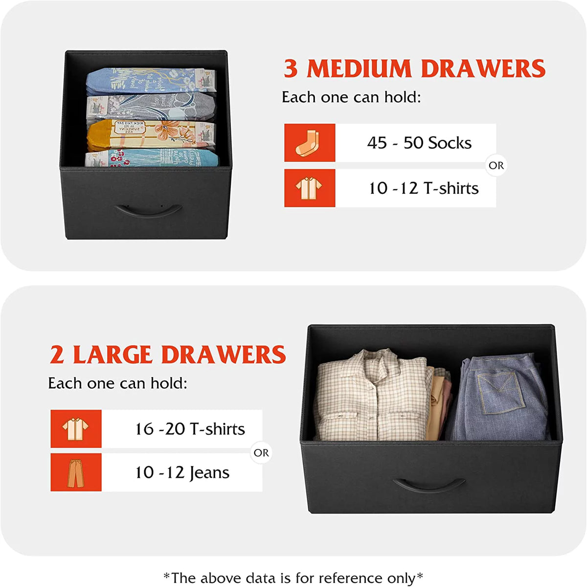 Black and Rustic Brown TV Stand with Fabric Drawers R725314