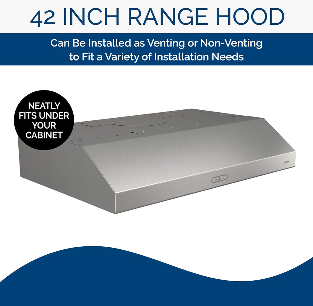 42-Inch Stainless Steel Range Hood with Light J58762