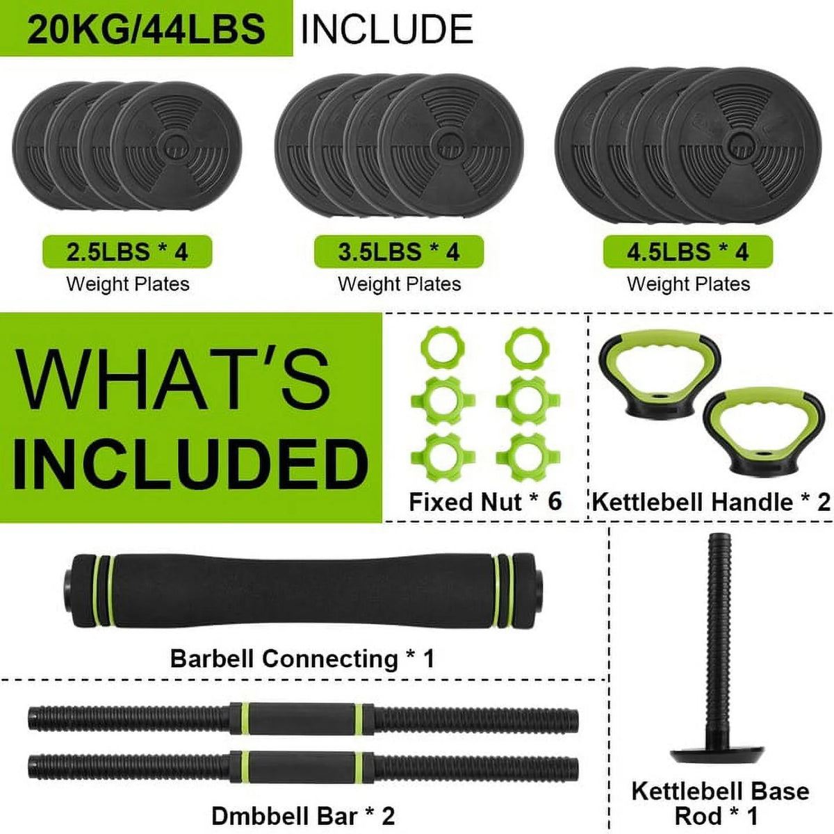4-in-1 Adjustable Dumbbells Set 66 LBS S12994