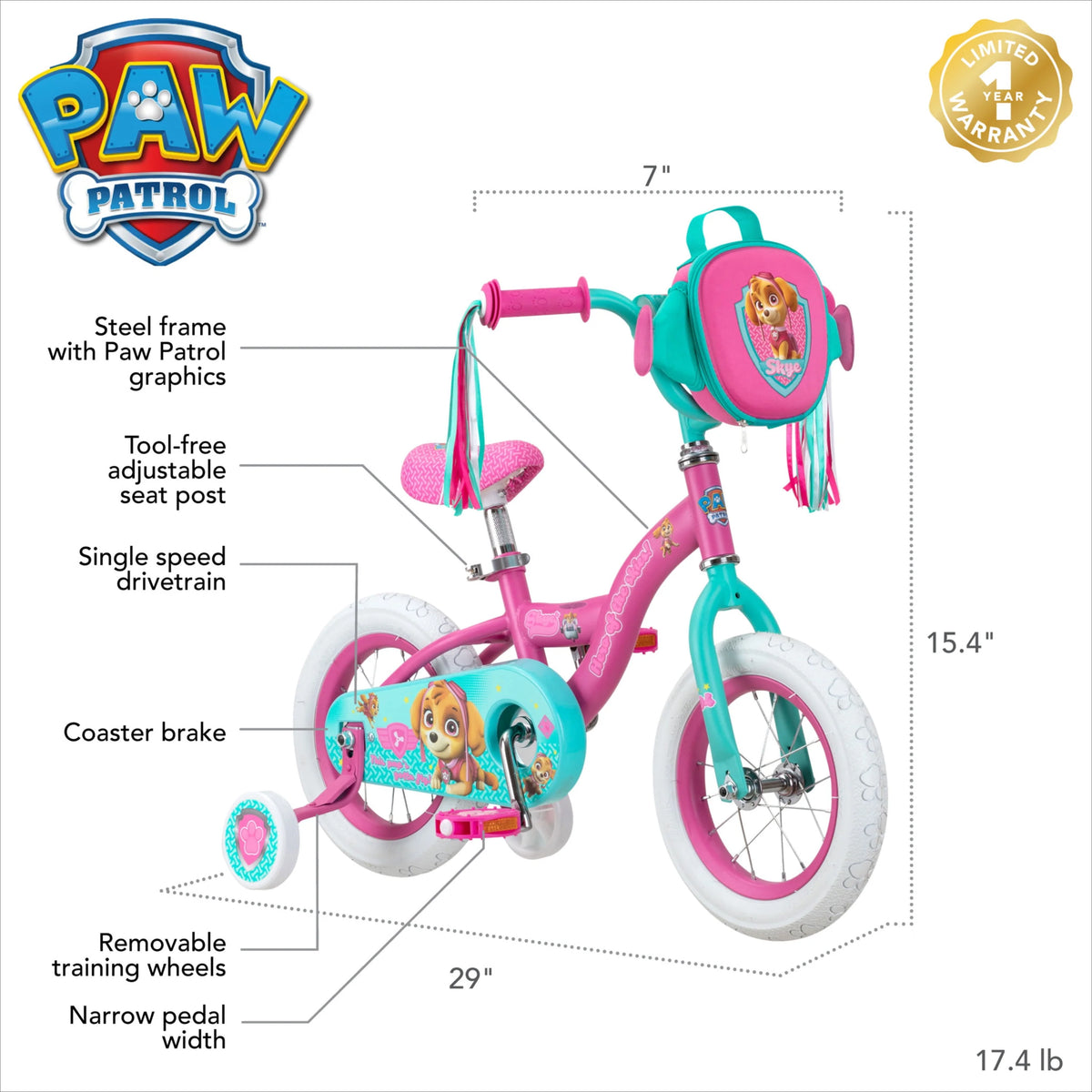 Pink 12 In. Wheels Bike Q147345