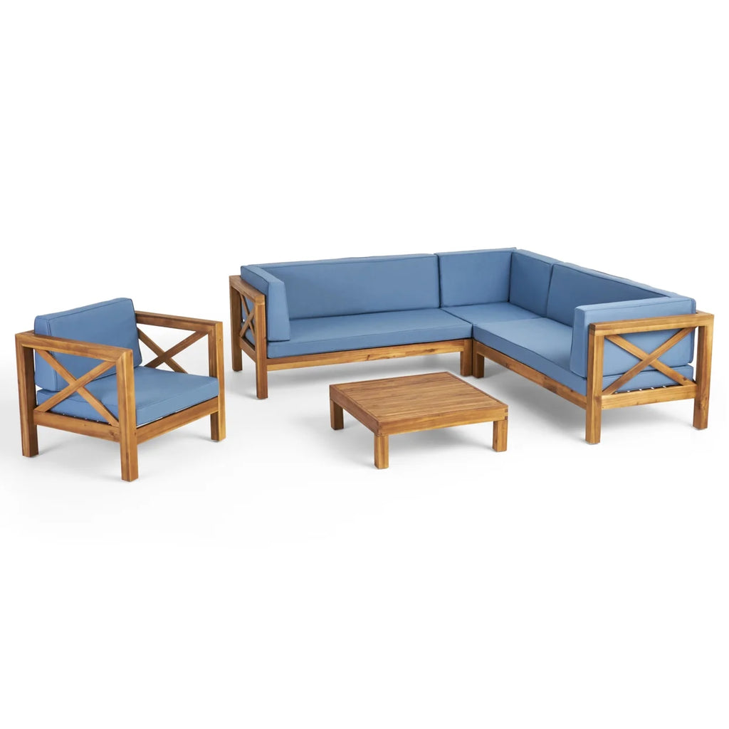 6 Seater Acacia Wood Sectional Sofa Set M7075