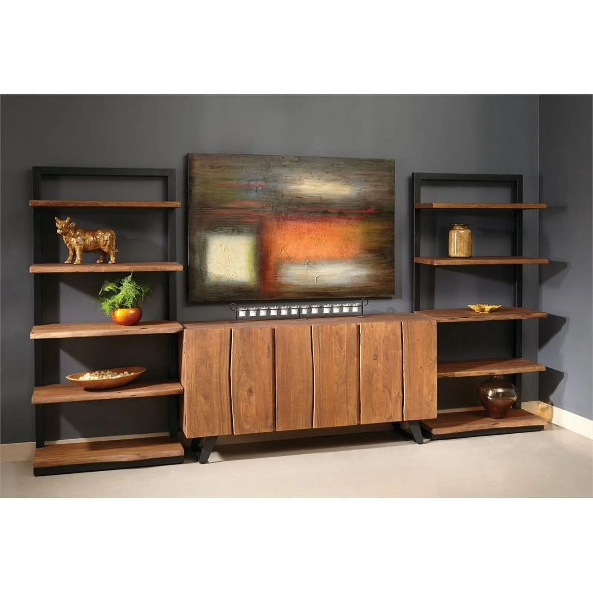 Light Brown Acacia Solid Wood Bookcase G63384