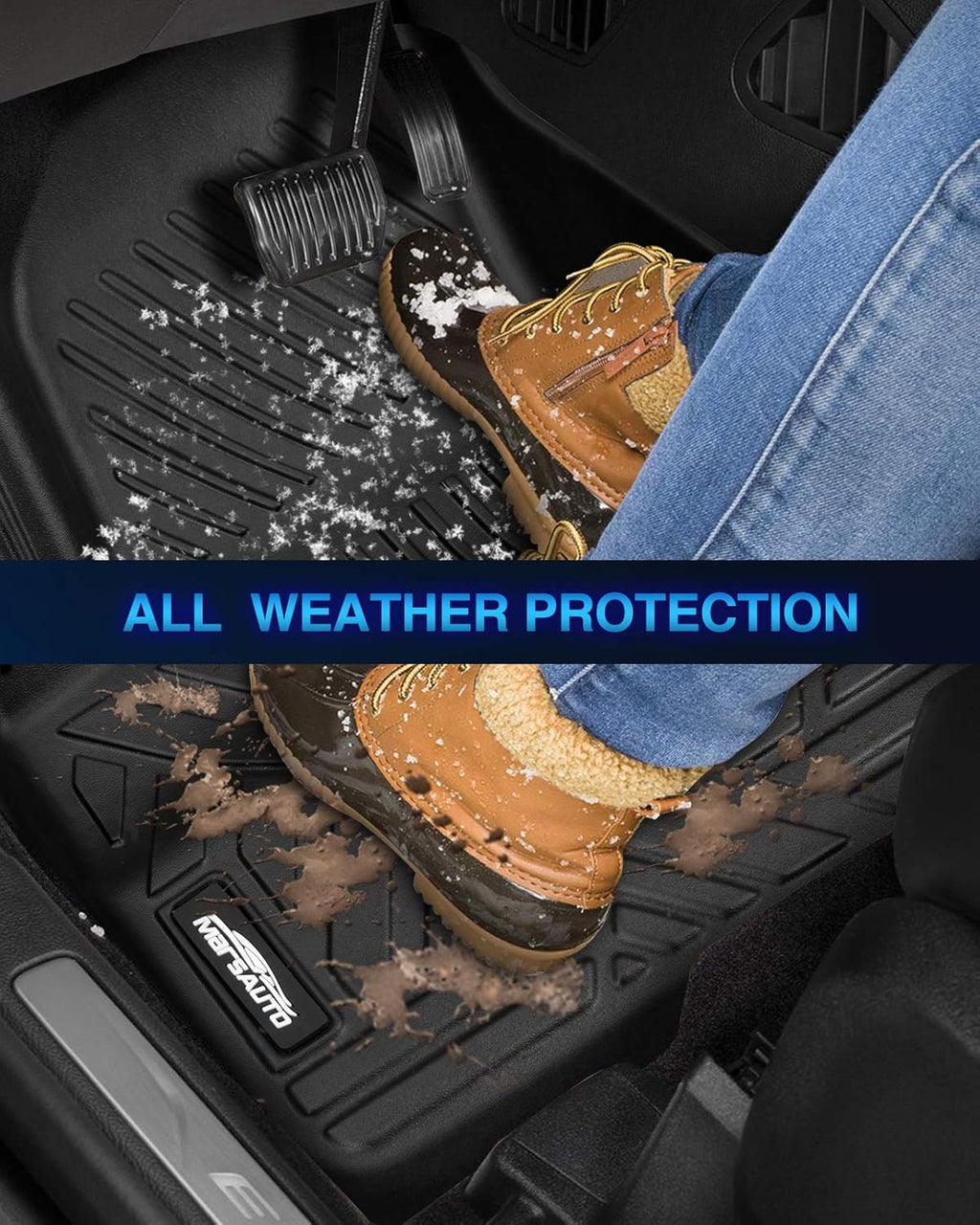 Custom Fit All Weather TPE Black Car Floor Mats Full Set L43943