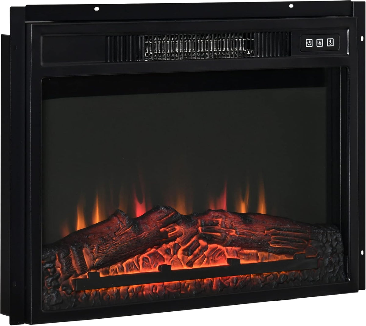 23 Electric Fireplace Insert with Adjustable Brightness, 1400W, Black G198