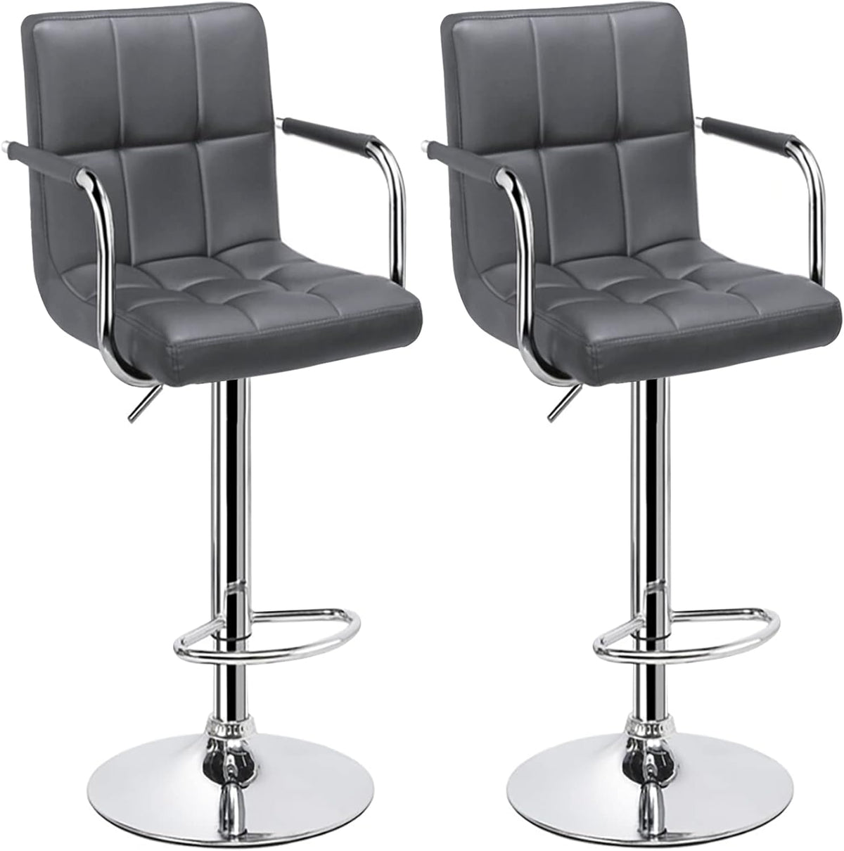 White Adjustable Swivel Bar Stools Set of 2 W15266