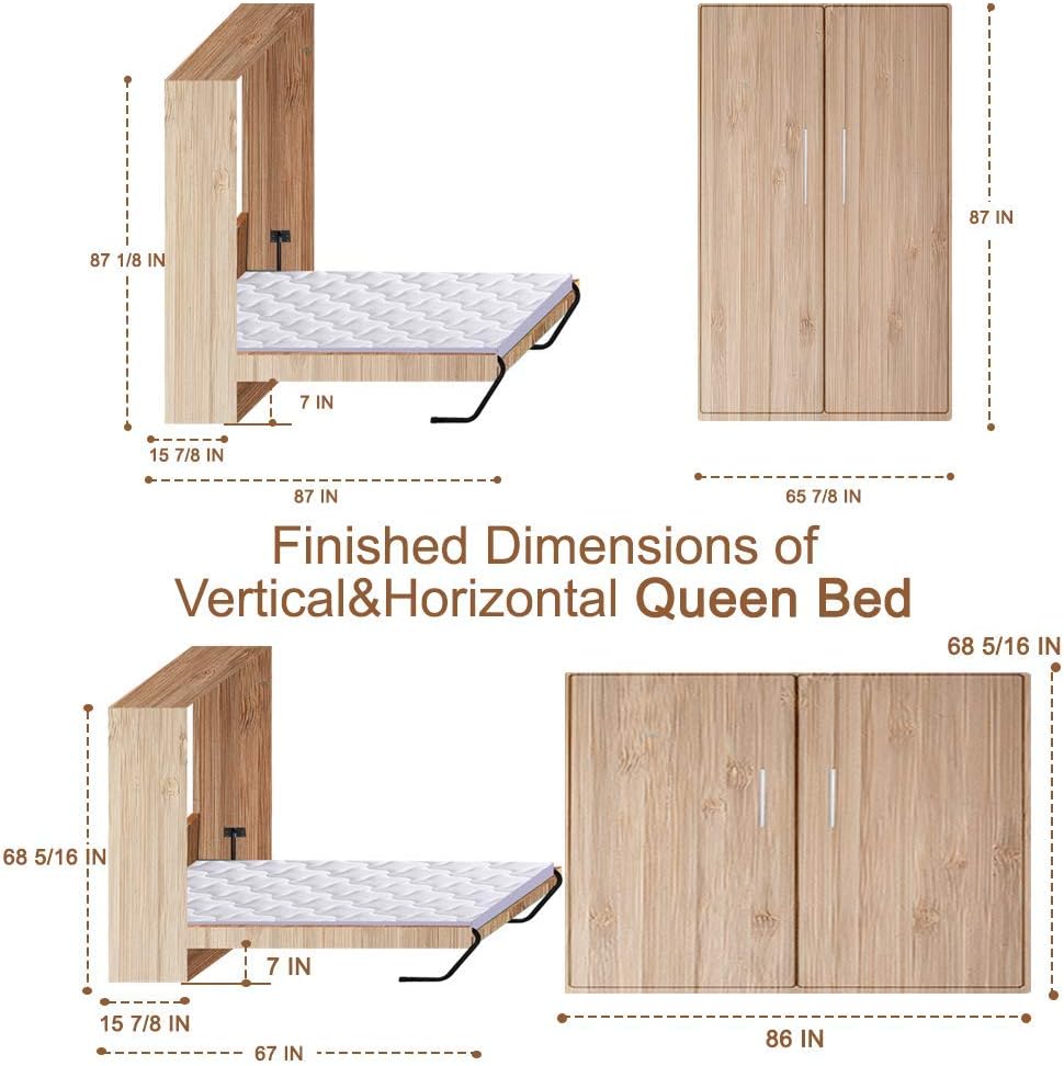 Queen Size Murphy Bed Kit Heavy Duty DIY Hardware F988