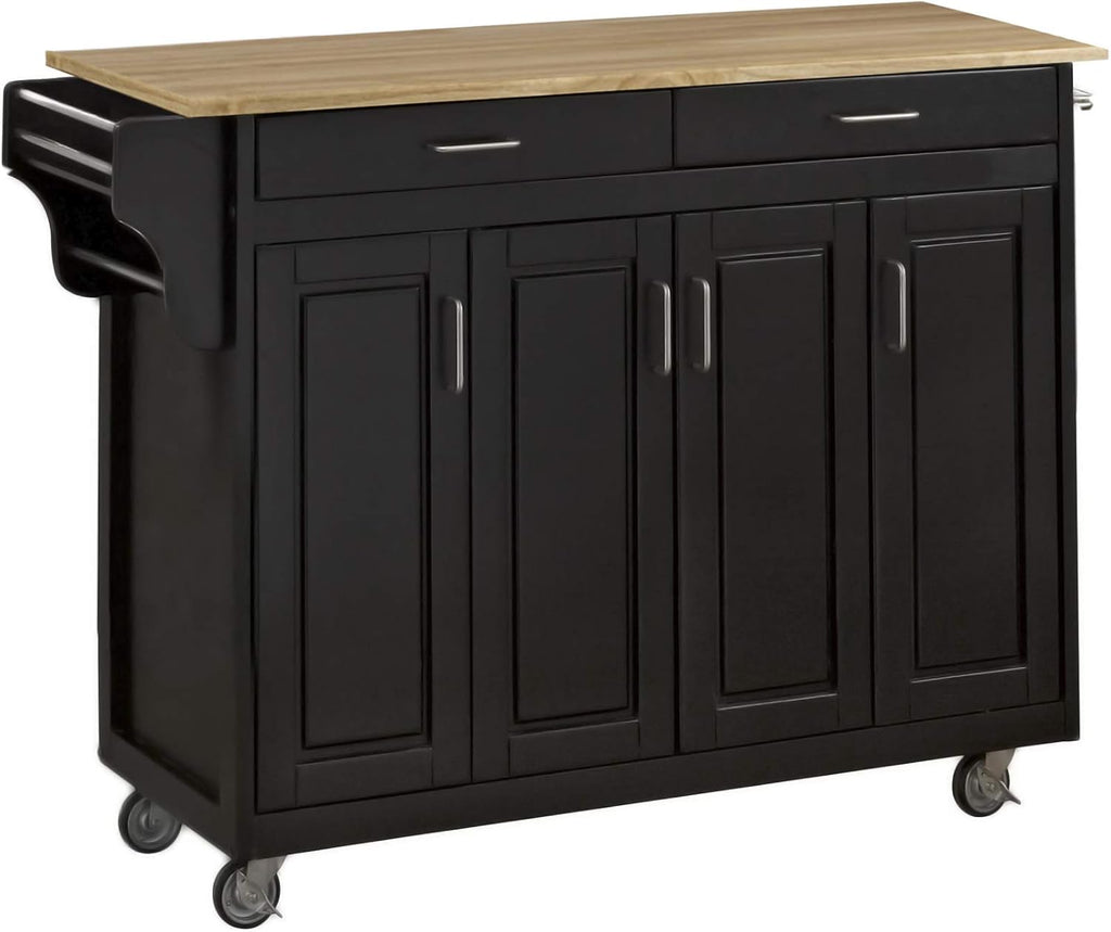 Natural Finish 4 Door Kitchen Cart with Cherry Top R64808