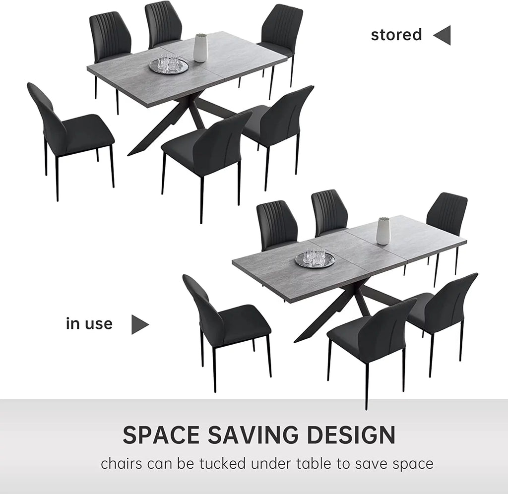6-8 Person Space Saving Expandable Metal Frame Rectangular Dining Table R755302