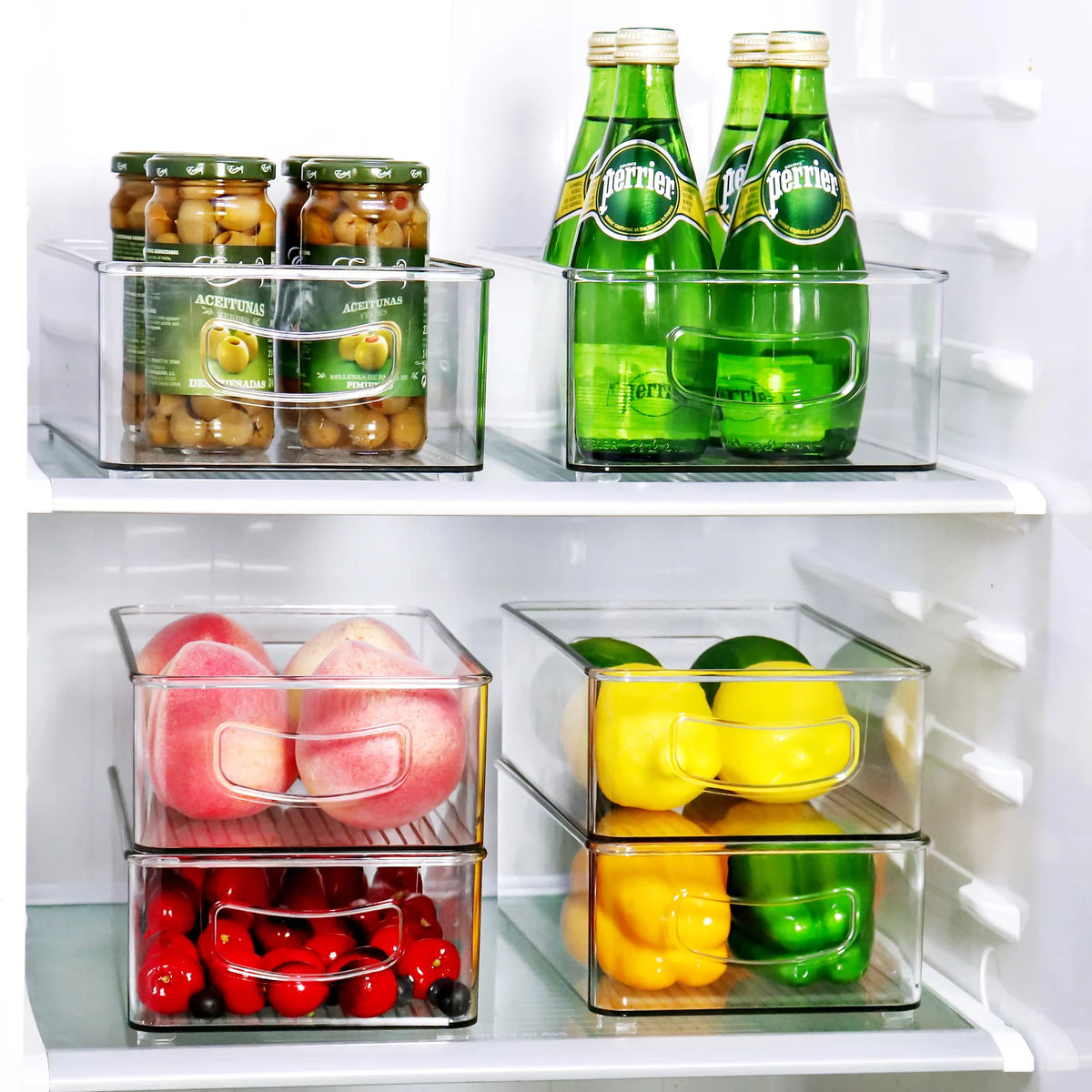 Set of 8 Stackable Plastic Refrigerator Organizer Bins W947