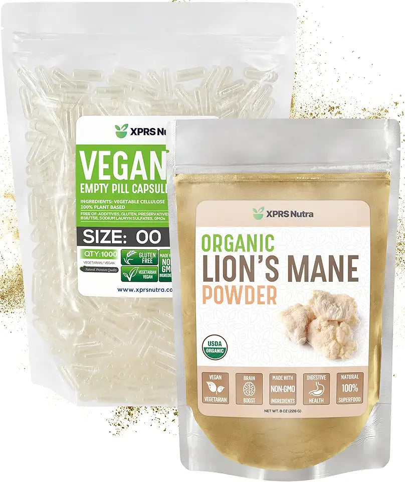 Organic Lion's Mane 8 Ounce with Size 00 Empty Capsules D3900