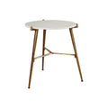 Round Marble Top Accent Table with Angled Metal Legs Gold and White M7224