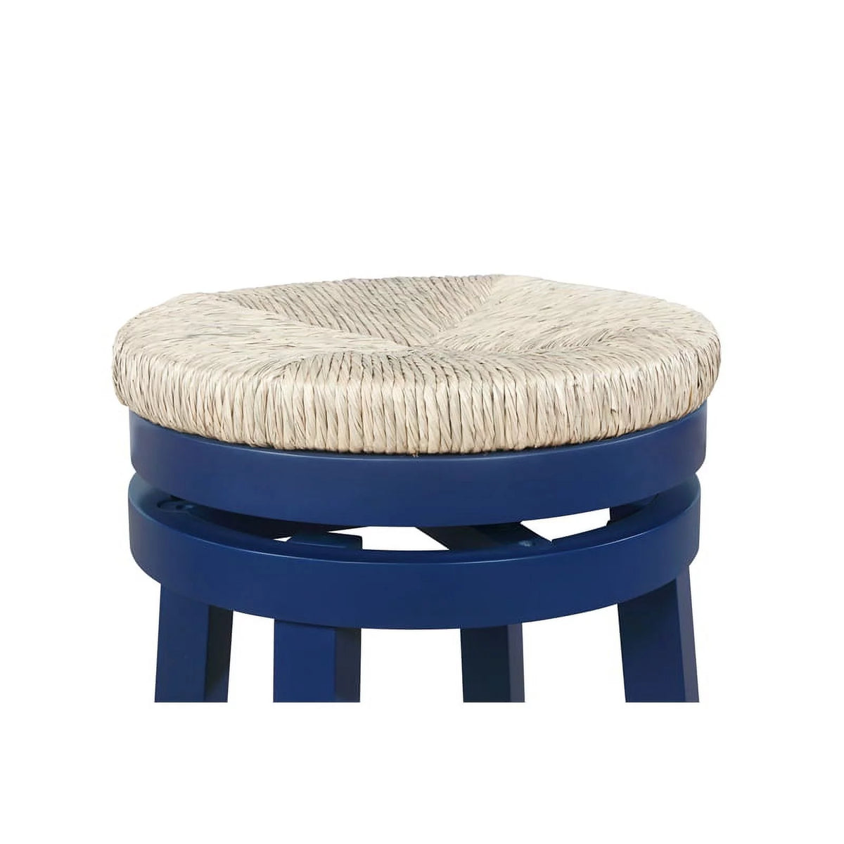 Navy Blue Wood Swivel Barstool Y55419