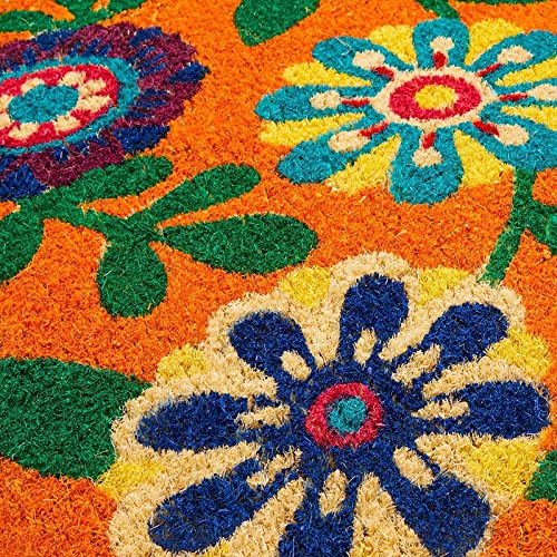 Coir Floral Door Mat 17 x 30 in T709