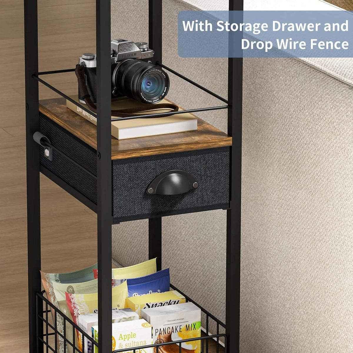 C-Shape Metal End Table with Drawer K1690