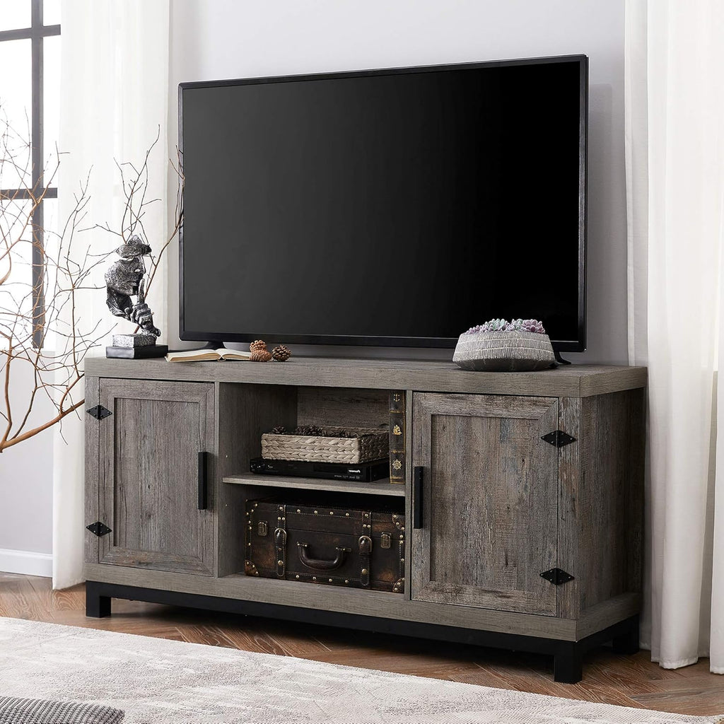 Grey 60 Inch Wood TV Stand with 6 Storage W284068