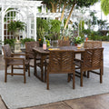 Dark Brown 7-Piece Wood Outdoor Patio Dining Set T890