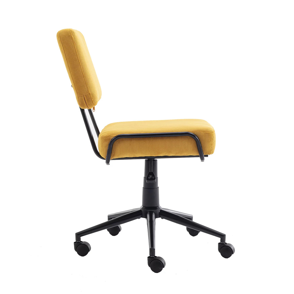 Yellow Corduroy Adjustable Swivel Desk Chair C77220