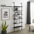 White 6-shelf Wood Wall-Mounted Bookshelf R295