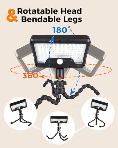 Motion Sensor Outdoor Lights with Flexible Octopus Tripod 600LM Solar Waterproof Dual Charging 2 I103