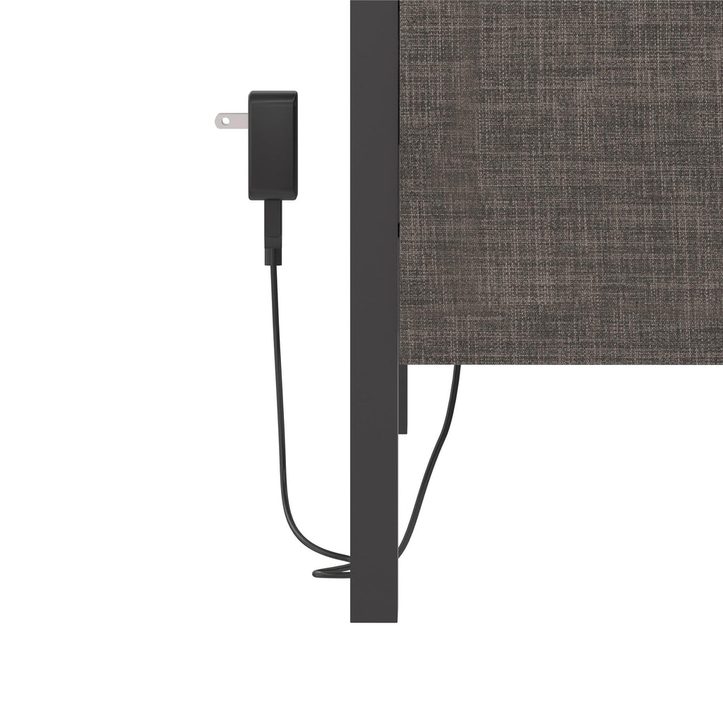 Dark Gray Linen Upholstered Bed with USB Port J856