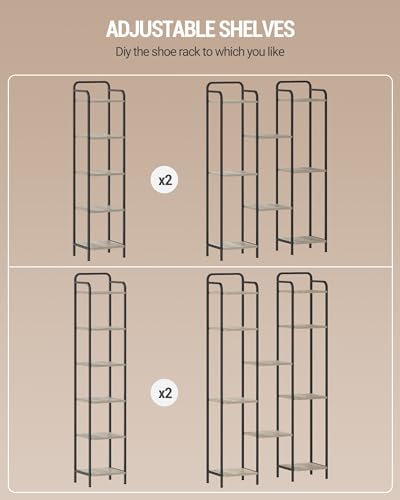6-Tier Black Narrow Bookcase Bookshelf Y370721