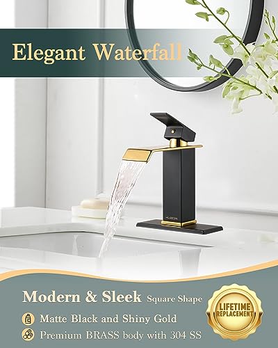 Black and Gold Single Hole Stainless Steel Bathroom Faucet Z457968