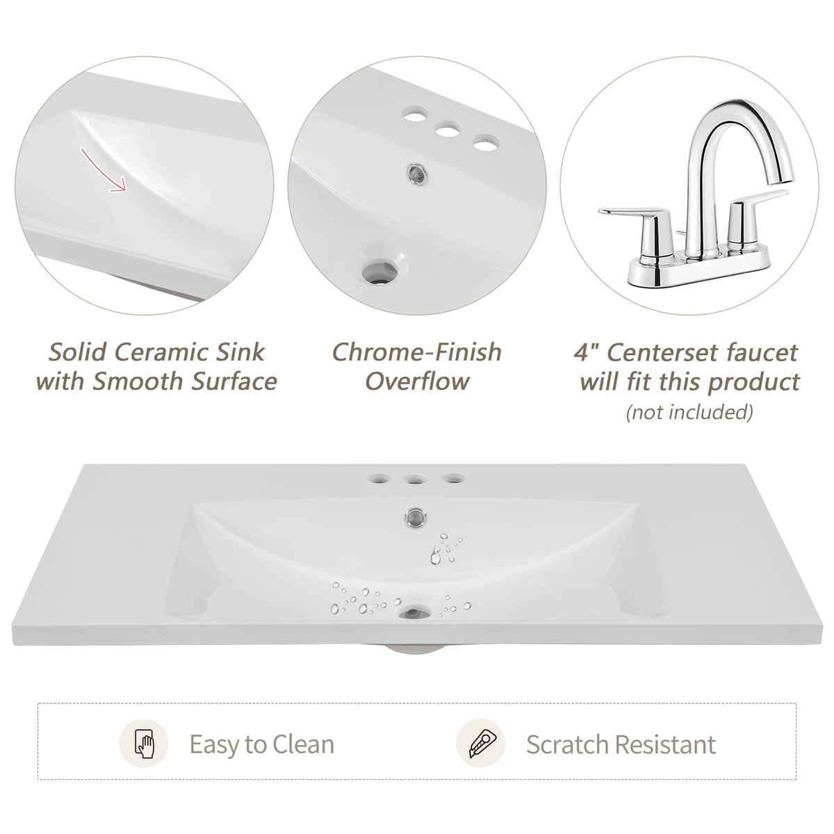 36" Grey Bathroom Vanity with Sink and Storage Cabinet A577678