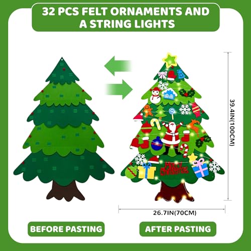 Felt Christmas Tree Set with 32 Ornaments I218