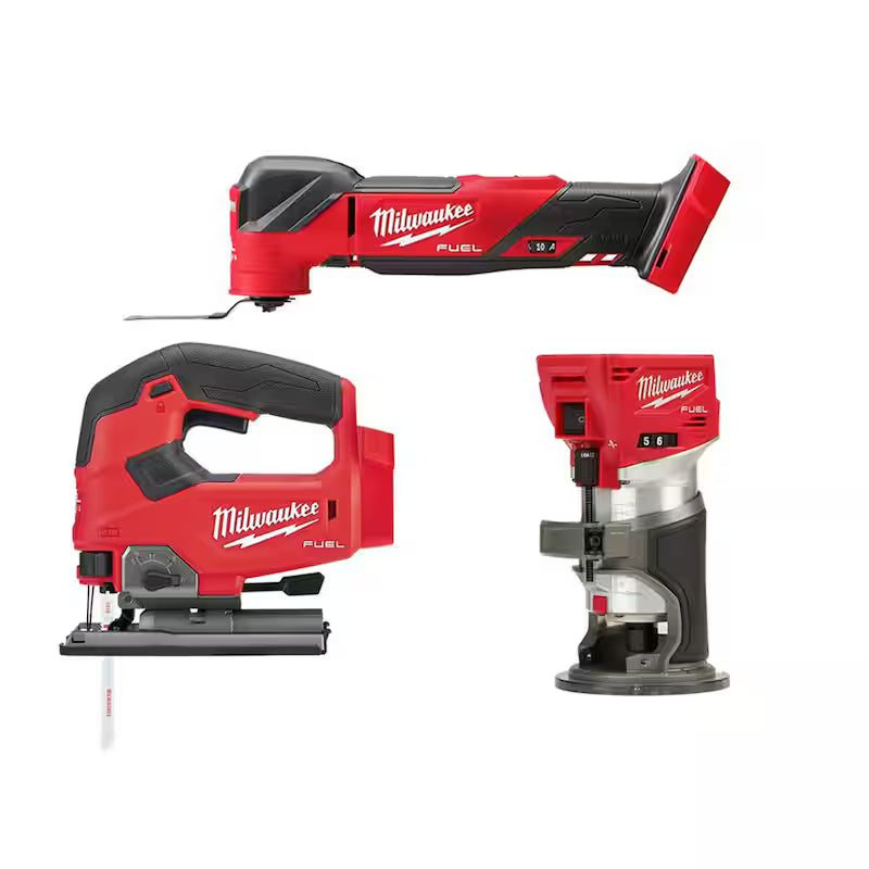 18V Lithium-Ion Cordless Brushless Oscillating Multi-Tool and Compact Router and Jigsaw 3-Tool X2594