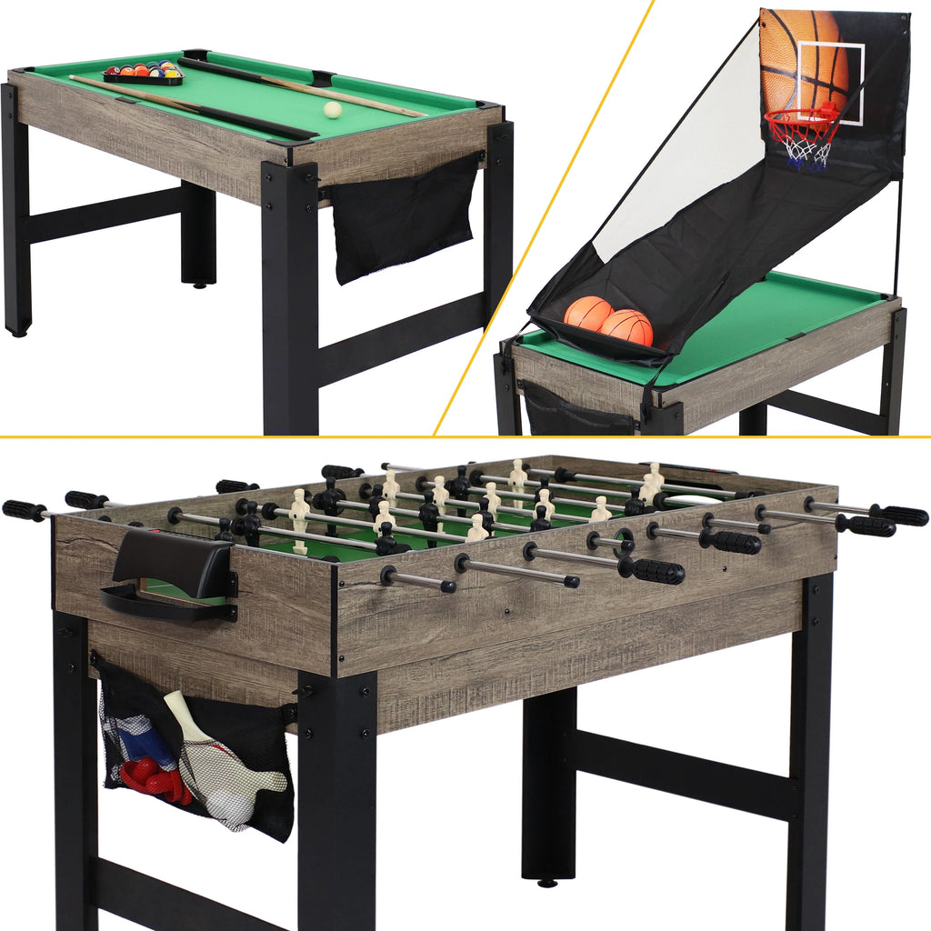 5-in-1 Multi-Game Table with Billiards, Push Hockey, Foosball, Ping Pong, and Basketball D306