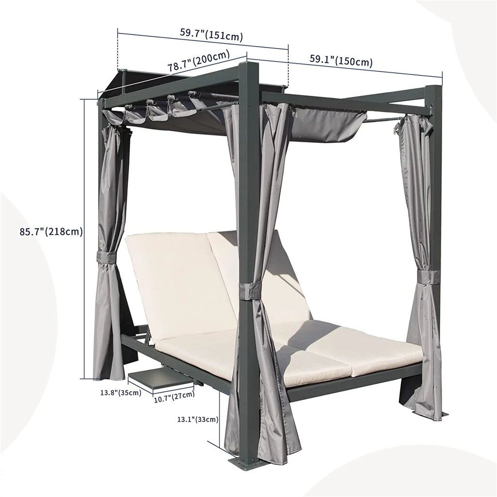Aluminum Outdoor Patio Daybed with Retractable Canopy W324444