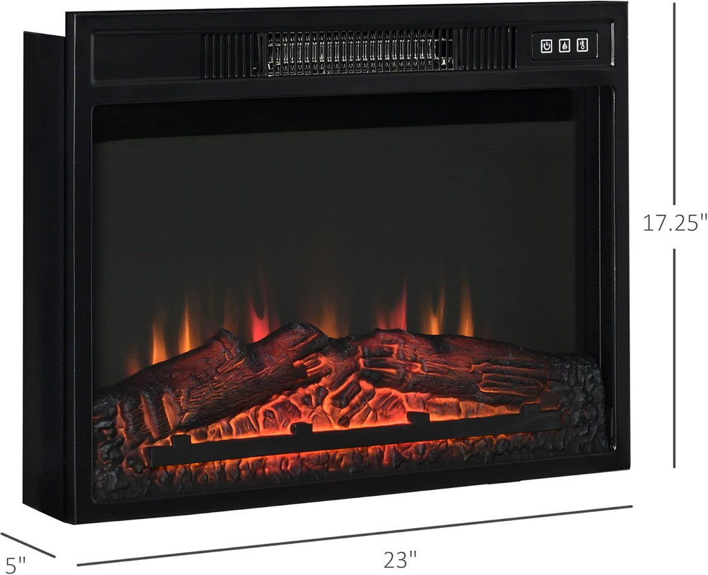 23 Electric Fireplace Insert with Adjustable Brightness, 1400W, Black G198