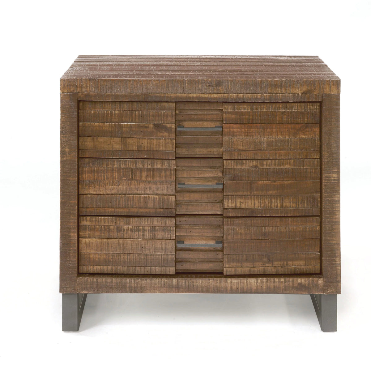 Reclaimed Oak Wood Nightstand with Metal Legs S875160