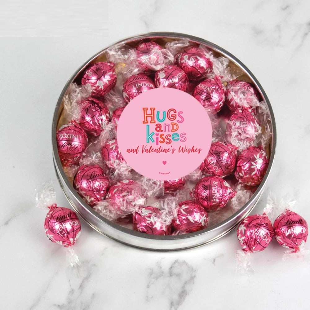 Large Plastic Candy Gift Tin with Chocolate Strawberries & Cream Truffles D45262