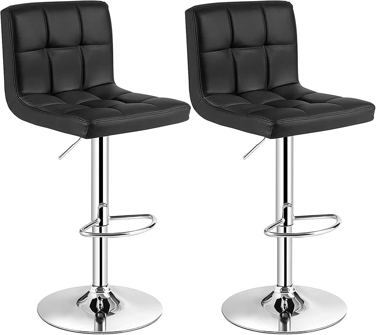 White Adjustable Swivel Bar Stools Set of 2 W15266